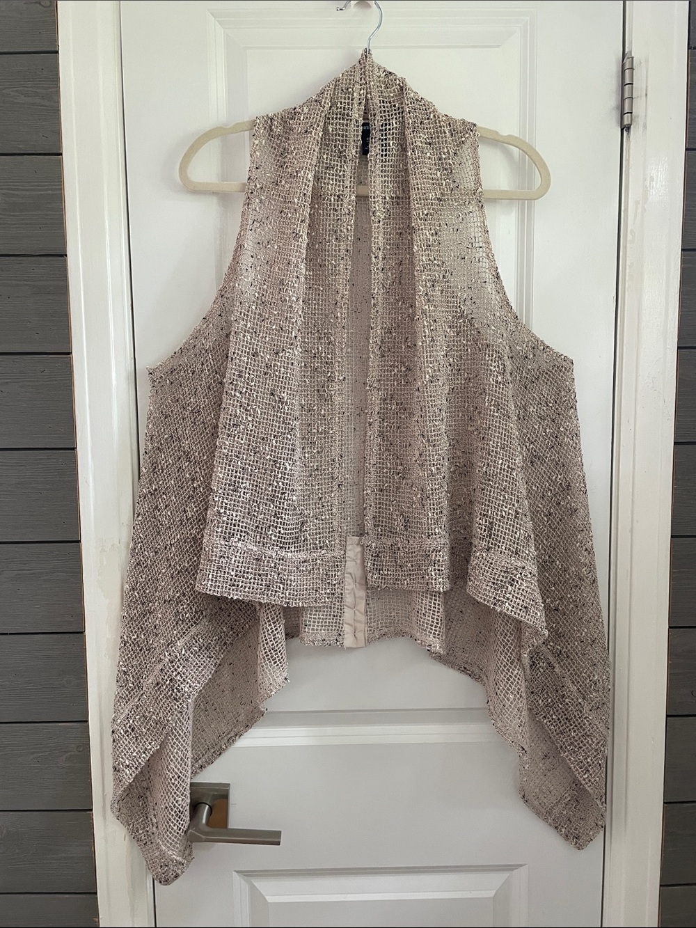 Katie Todd Neutral Colors Open Front Swim CoverUp or Mesh Knit Boho Vest OS EUC